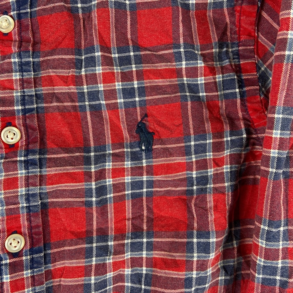 Polo Ralph Lauren Button Down Boys M 10-12 Red Plaid Long Sleeve Pony Logo Shirt - Picture 3 of 8